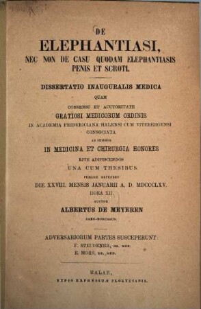 De elephantiasi, nec non de casu quodam elephantiasis penis et scroti : Diss. inaug. med.