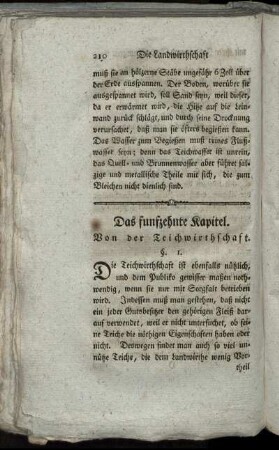 Das funfzehnte Kapitel. Von der Teichwirthschaft.