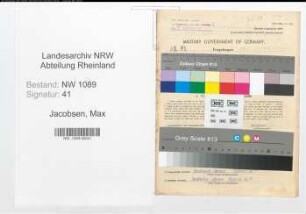 Entnazifizierung Max Jacobsen , geb. 03.04.1918 (Autoschlosser)
