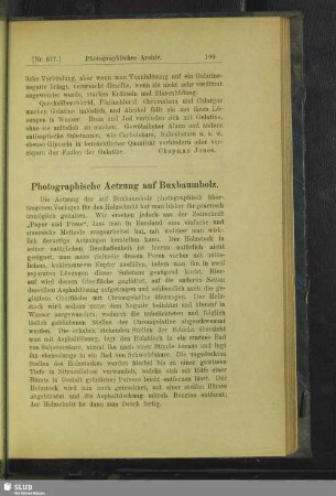 Photographische Aetzung auf Buxbaumholz