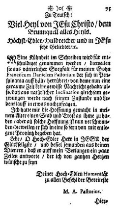 Zu Teutsch: Viel Heyl von JESU Christo / dem Brunnquell alles Heyls.