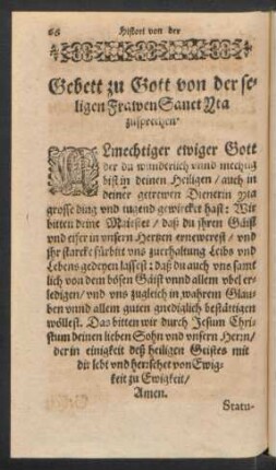 Gebett zu Gott von der seligen Frawen Sanct Yta zusprechen.