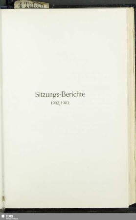 Sitzungs-Berichte 1902/1903