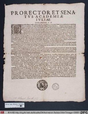 Prorector Et Senatus Academiae Iuliae Civibus Academicis S.P.