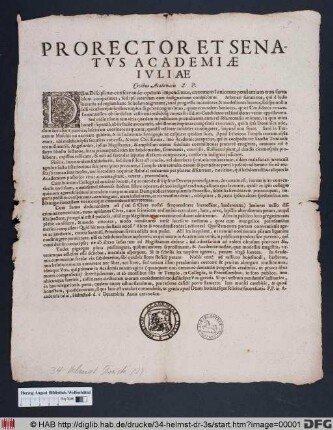 Prorector Et Senatus Academiae Iuliae Civibus Academicis S.P.