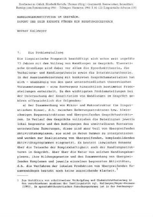 Handlungskonstitution im Gespräch. Dupont und sein Experte führen ein Beratungsgespräch
