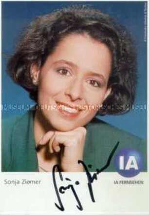 Autogrammkarte von Sonja Ziemer (IA Fernsehen)