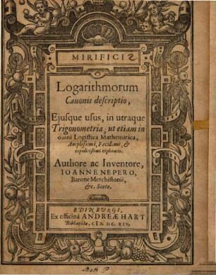 Mirifici logarithmorum canonis descriptio