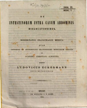 De intestinorum intra cavum abdominis dislocationibus