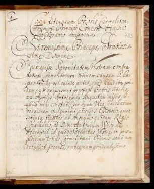 37.) Nn. Copia Literarum Prioris Carmelitan: Francof. Principi Ernesto Hassiae Landgravis missarum