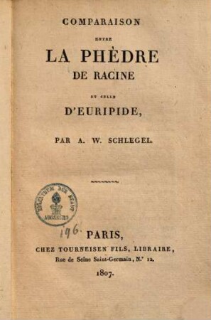 Comparaison entre la Phédre de Racine et celle d'Euripide