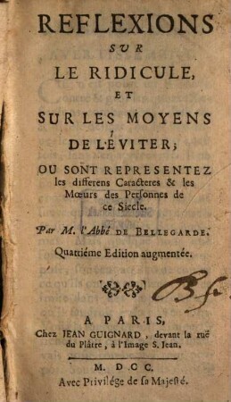 Reflexions sur le ridicule et sur les moyens de l'eviter