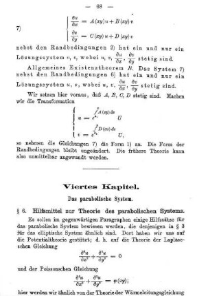 Viertes Kapitel - Das parabolische System.