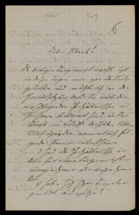 6: Brief von Anton Köhler an Gottlieb Planck, Ohne Ort, 4.10.1869