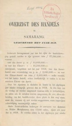 Overzigt des handels ta Samarang, gedurende het jaar 1859