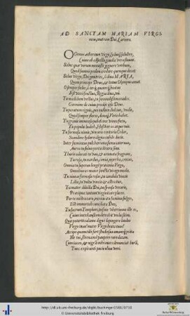 Ad Sanctam Mariam Virginem matrem Die Carmen