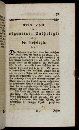 Erster Theil der allgemeinen Pathologie oder die Nosologie.