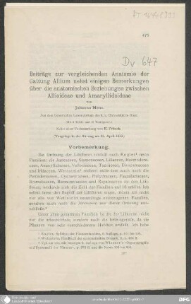 Beiträge zur vergleichenden Anatomie der Gattung Allium nebst einigen Bemerkungen über die anatomischen Beziehungen zwischen Allioideae und Amarylliodoideae