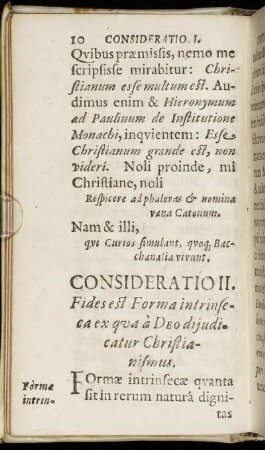 Consideratio II. Fides est Forma intrinseca ex qua a Deo dijudicatur Christianismus.