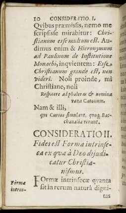 Consideratio II. Fides est Forma intrinseca ex qua a Deo dijudicatur Christianismus.