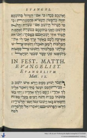 In Fest. Matth. Evangelist. Evangelium Matt. IX.