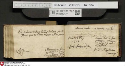 Stammbuch des U. J. Schrader aus Hannover