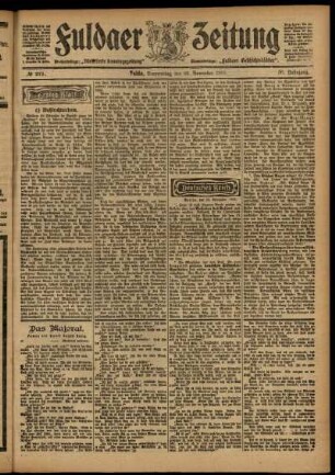Erste Ausgabe vom Donnerstag, den 26. November 1903.