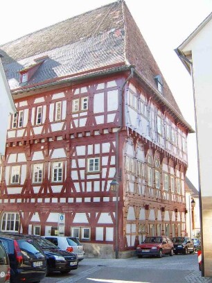 Stadtansicht - Rathaus von Nordwesten (Fachwerk Jahr 1441 in Riegelbauweise mit hölzernen Nägeln)