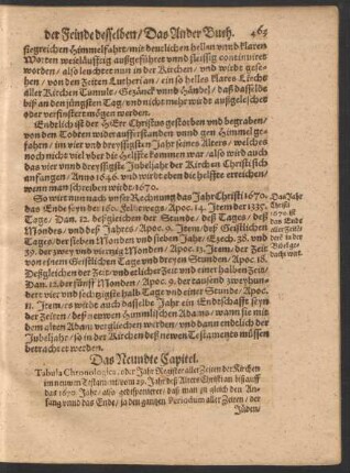 Das Neundte Capitel. Tabula Chronologica ...