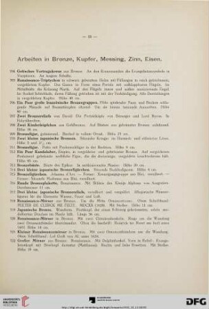 Arbeiten in Bronze, Kupfer, Messing, Zinn, Eisen (Nr. 704-822)