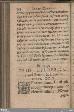 Principi Frid. Hulderico. Duci Bruns. & Lunaeb.