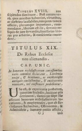 Titulus XIX. De Rebus Ecclesiae non alienandis.