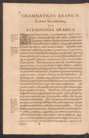 Grammatices Arabicae Liber Secundus, Sive Etymologia Arabica.