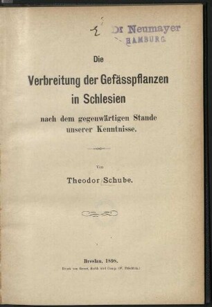Die Verbreitung der Gefässpflanzen in Schlesien nach dem gegenwärtigen Stande unserer Kenntnisse