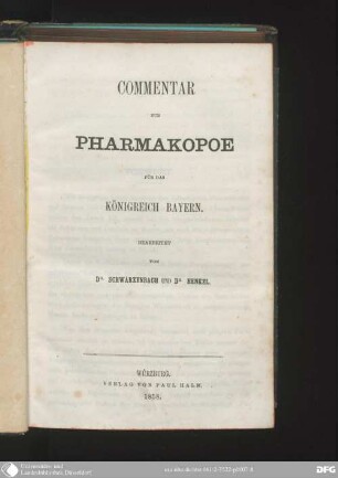 Commentar zur Pharmakopoe für das Königreich Bayern