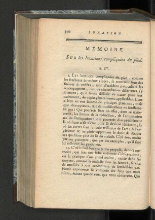 Mémoire sur les luxations compliquées du pied.