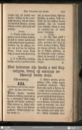 Wot dobrotow teje hnady a wot sbožnoszjow, kotrež cźi wjerjazy we schtancźi hnady maju