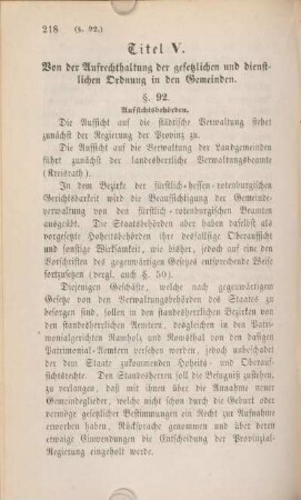 Titel V. Von der Aufrechthaltung der gesetzlichen und dienstlichen Ordnung in den Gemeinden.