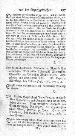 Anweisung zur anatomischen Betrachtung und Zergliederung des menschlichen Körpers. N.verb.Ausg.