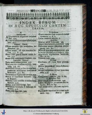 Index rerum in hoc opusculo contentarum