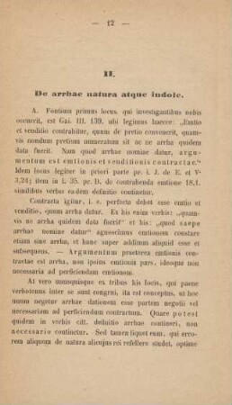 II. De arrhae natura atque indole