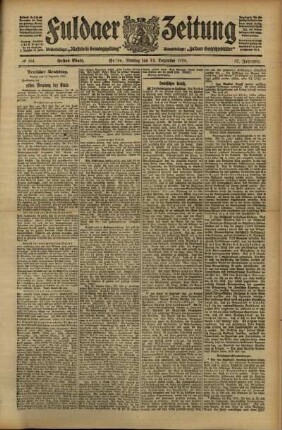 Erste Ausgabe vom Montag, den 12. Dezember 1910.