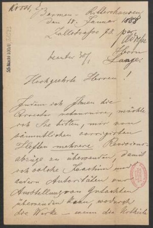 Brief an B. Schott's Söhne : 18.01.1888