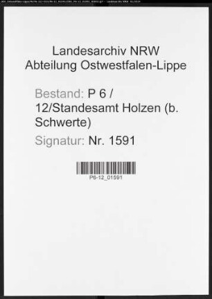 Sterberegister Standesamt Holzen bei Schwerte
