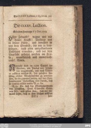 Die CLXXV. Lection. Gehalten Freytags d. 7. Dec. 1725.