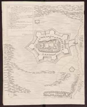 Munkács [heute: Mukatschewo]: Detailierter Plan der Festung Munkács [heute: Burg Palanok] am 12. Juni 1711