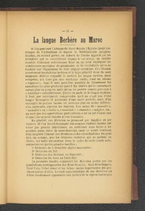 La langue Berbère au Maroc.