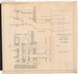 Umbau des Preußischen Herrenhauses zum »Preußenhaus«, Berlin: Plankammer (Zugang): Schnitt, Grundriss 1:50