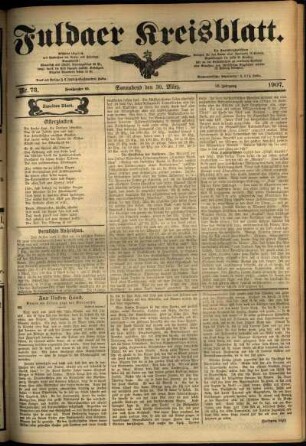 Zweite Ausgabe vom Samstag, den 30. März 1907.