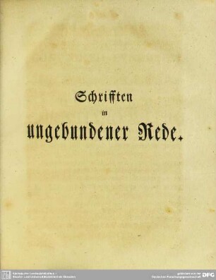 Schriften in ungebundener Rede